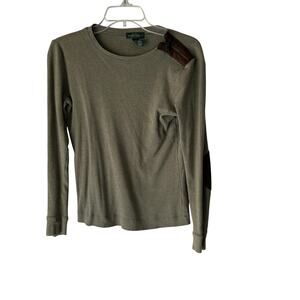 Lauren Ralph Lauren XS Long Sleeve Elbow Patch Zipper Accent Top Aira Montgomery